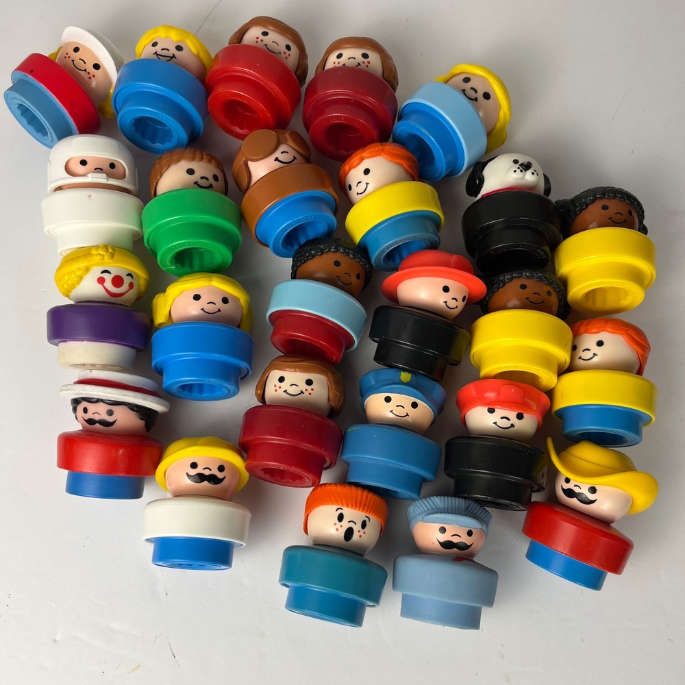 Vintage Fisher Price Little People Figures Bulk Lot 25pc Chunky Plastic Toys